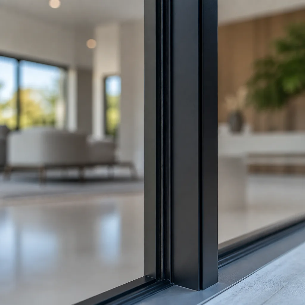 Modern black window and door frame detail in contemporary home interior in Hialeah, FL